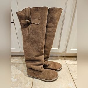 Paloma Barcelo Sheepskin Shearling Lined Suede OTK Boots